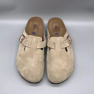 Birkenstock Boston: Unisex Elegance, Taupe Suede Footwear